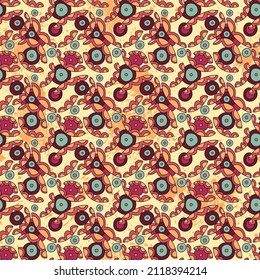 Abstract hand drawn unique pattern with unusual ornaments