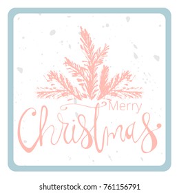 Abstract Hand Drawn Universal  brush Merry Christmas Card. Happy Holidays vector illustration graphic background. 
