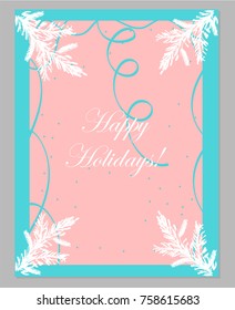 Abstract Hand Drawn Universal Card  Happy Holidays with pine branches. Merry Christmas vector graphic background. Vector illustration