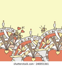Abstract hand- drawn valentine postcard