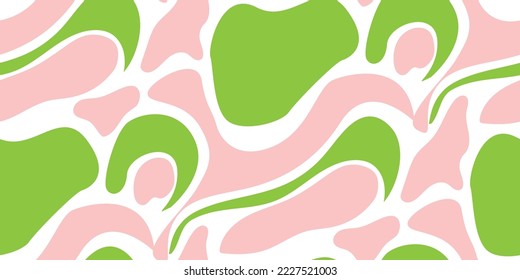 Resumen Dibujado a mano Diversas formas Objetos vectoriales Ilustración moderna contemporáneo Patrón sin inconvenientes Colores de moda Perfecto para Allover Tela Impresión Lime Pastel Verde Tono rosa