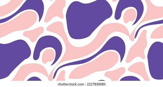 Abstract Hand Drawn Various Shapes Vector Objects Contemporary Modern Illustration Seamless Pattern Trendy Fashion Colors Perfect for Allover Fabric Print Electric Purple Pastel Pink Tones