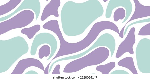 Abstract Hand Drawn Various Shapes Vector Objects Contemporary Modern Illustration Seamless Pattern Trendy Fashion Colors Perfect for Allover Fabric Print Lilac Pastel Blue Tones