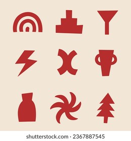Abstract hand drawn various shapes and doodle object elements for kids and school cover, abstract wall art for home decor,prints and pattern design.