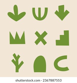 Abstract hand drawn various shapes and doodle object elements for kids and school cover, abstract wall art for home decor,prints and pattern design.