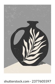 Abstract hand drawn vase poster, trendy modern design