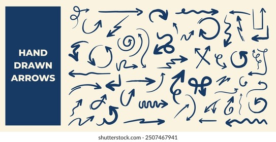 Abstract  hand drawn vector arrow set