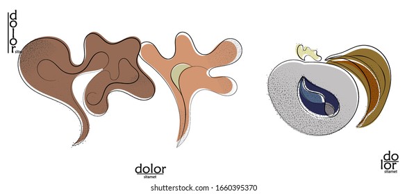 Logo artístico vector dibujado a mano aislado en blanco. Ilustración artística de línea con textura. Colores planos retro diseño ecológico natural de los alimentos ecológicos. Doodle vegetal orgánico sano.