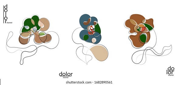 Abstraktes handgezeichnetes künstlerisches Logo der Vektorillustration einzeln auf Weiß. Kunstillustration für Linie mit Textur. Retro flache Farben Bio-Natur Eco Food Design. Organische gesunde veganische Doodle.