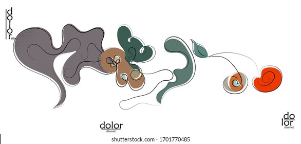 Logo artístico vector dibujado a mano aislado en blanco. Ilustración artística de línea con textura. Colores planos retro diseño ecológico natural de los alimentos ecológicos. Doodle vegetal orgánico sano.