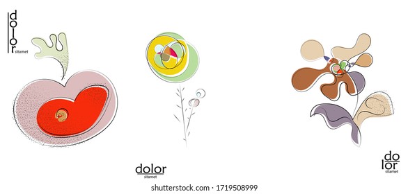 Logo artístico vector dibujado a mano aislado en blanco. Ilustración artística de línea con textura. Colores planos retro diseño ecológico natural de los alimentos ecológicos. Doodle vegetal orgánico sano.