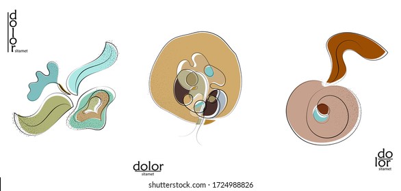 Abstraktes handgezeichnetes künstlerisches Logo des Vektors, das auf Weiß isoliert ist. Kunstzeilentext mit Textur. Retro flache Farben organische natürliche Öko-Lebensmittel-Design. Organische gesunde veganische Doodle.