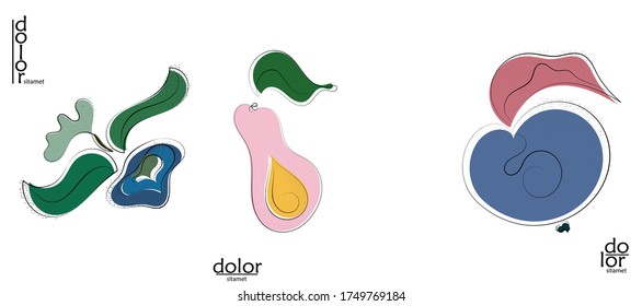 Resumen del logo artístico vectorial dibujado a mano aislado en blanco. Ilustración artística de línea con textura. Colores planos retro diseño ecológico de alimentos ecológicos naturales. Doodle vegetal orgánico sano.