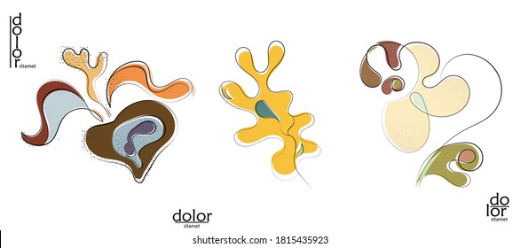 Resumen del logo artístico vectorial dibujado a mano aislado en blanco. Ilustración artística de línea con textura. Colores planos retro diseño ecológico de alimentos ecológicos naturales. Doodle vegetal orgánico sano.