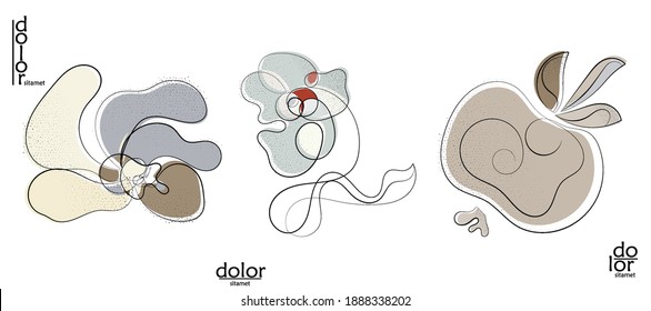 Resumen del logo artístico vectorial dibujado a mano aislado en blanco. Ilustración artística de línea con textura. Colores planos retro diseño ecológico de alimentos ecológicos naturales. Doodle vegetal orgánico sano.