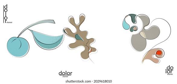 Resumen del logo artístico vectorial dibujado a mano aislado en blanco. Ilustración artística de línea con textura. Colores planos retro diseño ecológico de alimentos ecológicos naturales. Doodle vegetal orgánico sano.