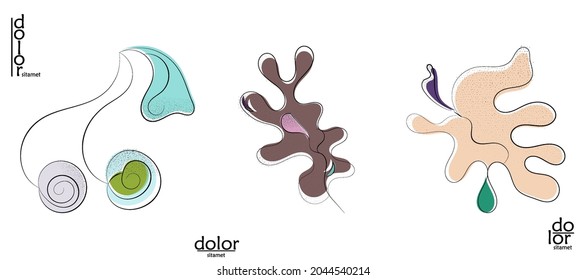 Resumen del logo artístico vectorial dibujado a mano aislado en blanco. Ilustración artística de línea con textura. Colores planos retro diseño ecológico de alimentos ecológicos naturales. Doodle vegetal orgánico sano.