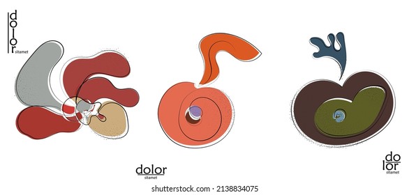 Resumen del logo artístico vectorial dibujado a mano aislado en blanco. Ilustración artística de línea con textura. Colores planos retro diseño ecológico de alimentos ecológicos naturales. Doodle vegetal orgánico sano.
