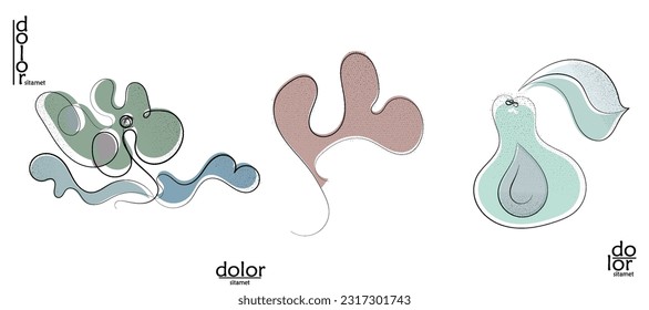Resumen del logo artístico vectorial dibujado a mano aislado en blanco. Ilustración artística de línea con textura. Colores planos retro diseño ecológico de alimentos ecológicos naturales. Doodle vegetal orgánico sano.