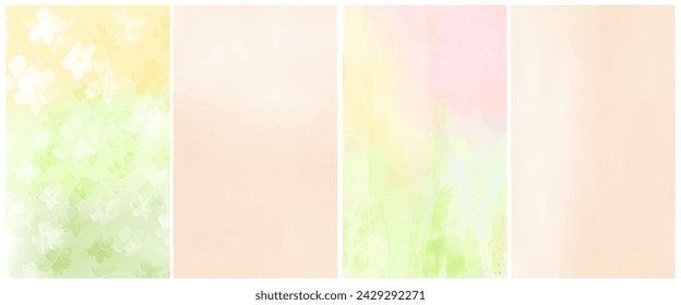 Fondos abstractos dibujados a mano del vector. Flores silvestres blancas en un diseño amarillo-verde de la acuarela. Impresión de moda con espacio de copia.Spring Sunny Garden.RGB.Delicado diseño pintado a mano. Degradado beige en blanco.