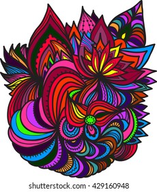 Abstract hand drawn vector design element for textile, clothes, stickers, cards, stationery, posters, t-shirts, yoga mat, wall art, tapestry. Stylized colorful ornamental pattern. Ethnic motifs. 