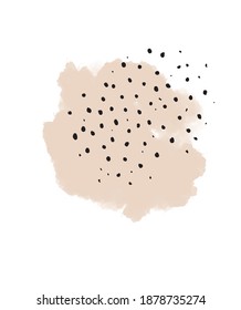 Abstrakte handgezeichnete Vektorgrafik mit Big Black Stain und Beige Tinte unregelmäßige Spots. Moderne Kunstdrucke ideal für Wall Art, Poster, Card und Cover. Doodle Art.