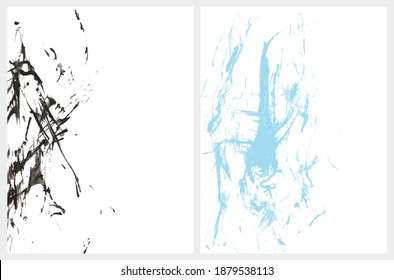 Abstract Hand Drawn Vector Illustration with Light Blue and Black Splashes Isoalted on a White Background. Modern Artistic Print Ideal for Wall Art, Poster, Card and Cover. 
