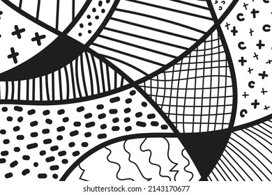 Abstract hand drawn vector illustration. Curve lines and dots.