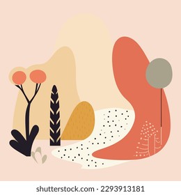 Abstract hand drawn vector illustration. Modern scandinavian style.