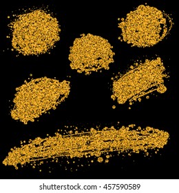 abstract hand drawn vector ink spot. gold brush stain