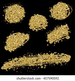 abstract hand drawn vector ink spot. gold brush stain