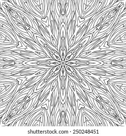 Abstract hand drawn vector ornament. Round decorative background. Black and white illustration.