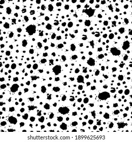 Abstraktes handgezeichnetes, nahtloses Vektormuster. Einfache Hintergrundfarbe für zufällige Splash-Tinte. Schwarze monochrome Tapete einzeln auf transparentem Hintergrund. Universelles Design für Druck, Umhüllung, Gewebe, Textilien, Ornamente