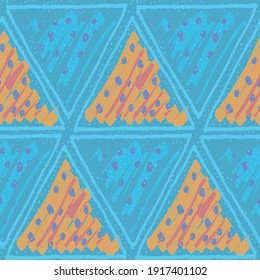 Abstract hand drawn vector seamless pattern. Floral motifs, rough pain texture, natural earth colors. Dots blobs marker brush strokes create artistic background.