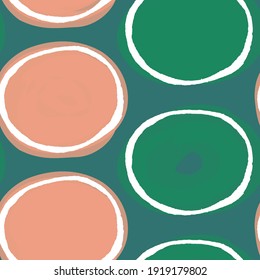 Abstract hand drawn vector seamless pattern. Floral motifs, rough pain texture, natural earth colors. Dots blobs marker brush strokes create artistic background.