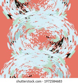 Abstract hand drawn vector seamless pattern. Floral motifs, rough pain texture, natural earth colors. Dots blobs marker brush strokes create artistic background.