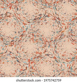 Abstract hand drawn vector seamless pattern. Floral motifs, rough pain texture, natural earth colors. Dots blobs marker brush strokes create artistic background.