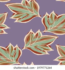Abstract hand drawn vector seamless pattern. Floral motifs, rough pain texture, natural earth colors. Dots blobs marker brush strokes create artistic background.