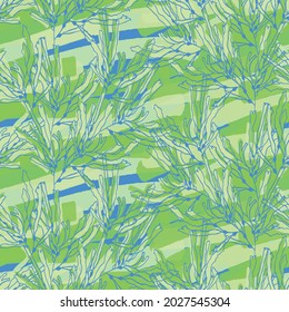Abstract hand drawn vector seamless pattern. Floral motifs, rough pain texture, natural earth colors. Dots blobs marker brush strokes create artistic background.