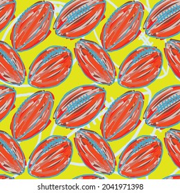 Abstract hand drawn vector seamless pattern. Floral motifs, rough pain texture, natural earth colors. Dots blobs marker brush strokes create artistic background.