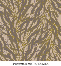 Abstract hand drawn vector seamless pattern. Floral motifs, rough pain texture, natural earth colors. Dots blobs marker brush strokes create artistic background.