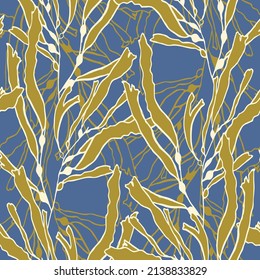 Abstract hand drawn vector seamless pattern. Floral motifs, rough pain texture, natural earth colors. Dots blobs marker brush strokes create artistic background.