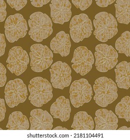 Abstraktes handgezeichnetes, nahtloses Vektormuster. Blumenmotive, raue Schmerzstruktur, natürliche Erdfarben. Dots Bläser Marker Pinselstriche erzeugen künstlerischen Hintergrund.