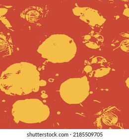 Resumen del patrón sin fisuras del vector dibujado a mano. Motivos florales, textura de dolor áspero, colores de tierra naturales. Los trazos de pincel de marcadores de puntos crean un fondo artístico.