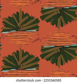 Resumen del patrón sin fisuras del vector dibujado a mano. Motivos florales, textura de dolor áspero, colores de tierra naturales. Los trazos de pincel de marcadores de puntos crean un fondo artístico.
