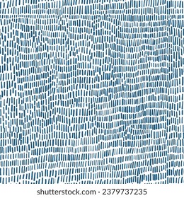 Abstract hand drawn vector seamless pattern. Irregular dashed line texture. Artistic illustration in white and blue colors