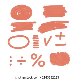 Abstrakter, handgezeichneter Vektorsymbol. Kreise, Dreiecke-Doodles-Packung. Geometrische Formen und Markerreihen.