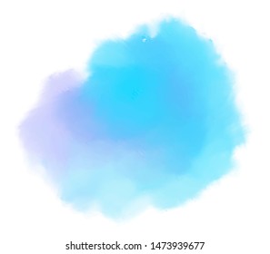 Abstract hand drawn vector watercolor smudges blob stain design, banner. Aqua liquid cold color illustration, card,  label, tag, wallpaper