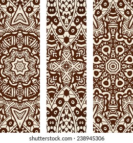 Abstract hand drawn vintage ethnic pattern card set