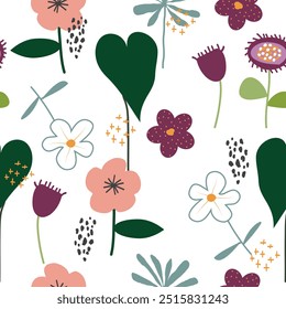 Mão abstrata desenhada vintage padrão floral ilustração vetor de fundo sem costura para moda, tecido, papel de parede e design de impressão
